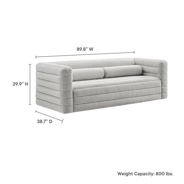 Relle Channel Tufted Boucle Upholstered Sofa in Newsprint