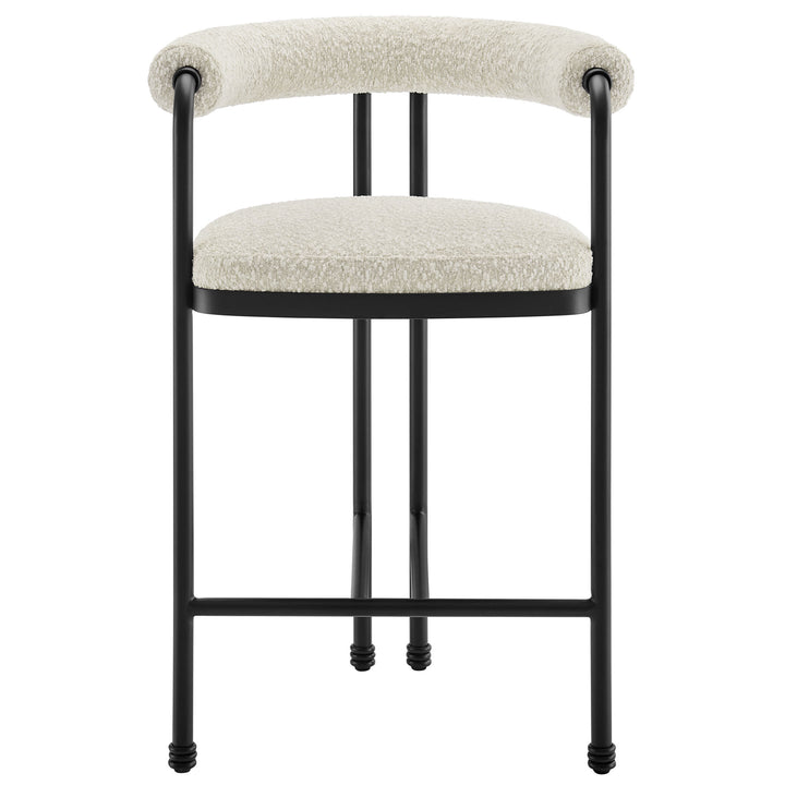 Turin Curved Back Boucle and Metal Counter Stool in Black Pearl