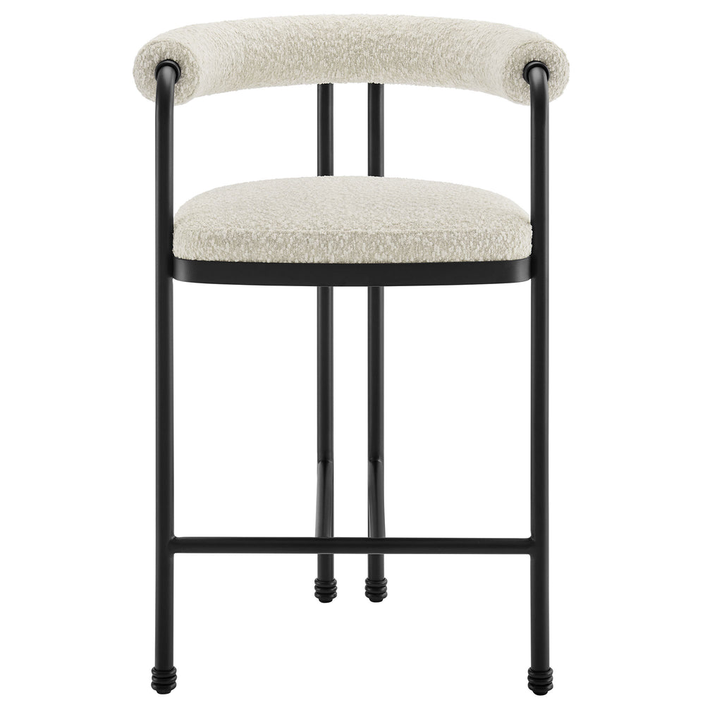 Turin Curved Back Boucle and Metal Counter Stool in Black Pearl