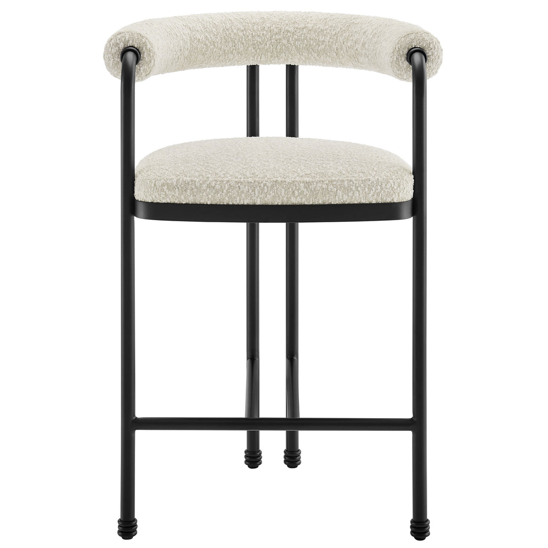 Turin Curved Back Boucle and Metal Counter Stool in Black Pearl
