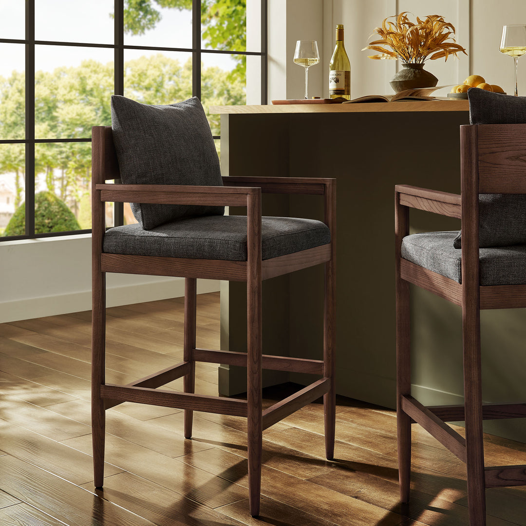 Remington Wood Bar Stool in Charcoal