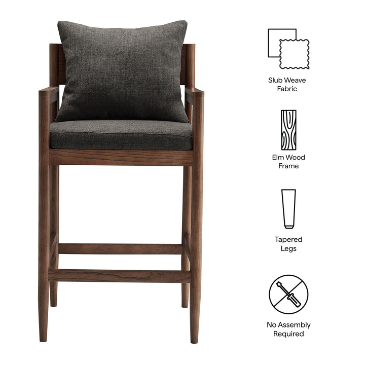Remington Wood Bar Stool in Charcoal