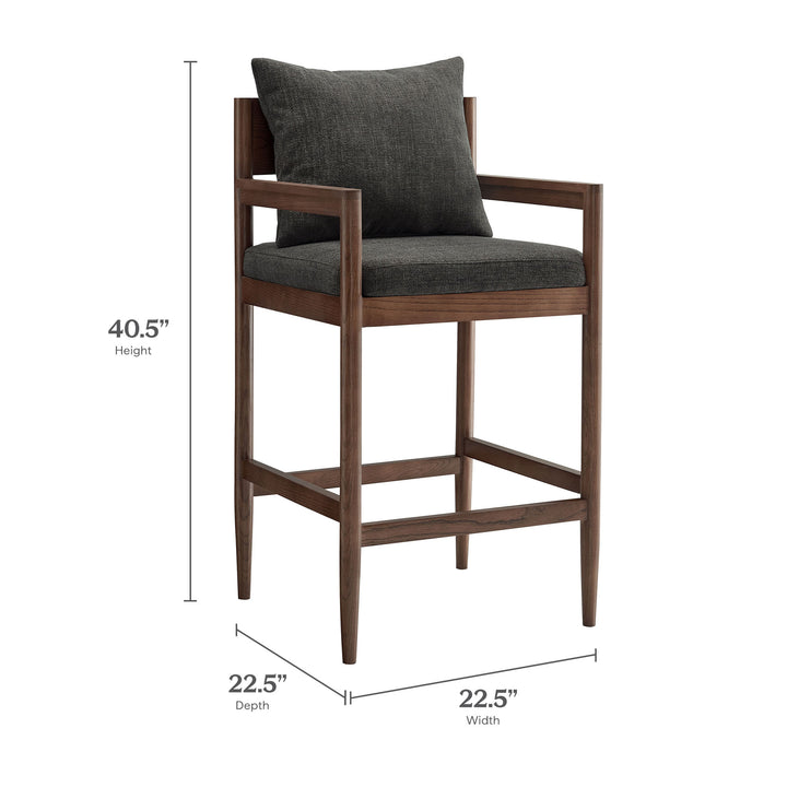 Remington Wood Bar Stool in Charcoal