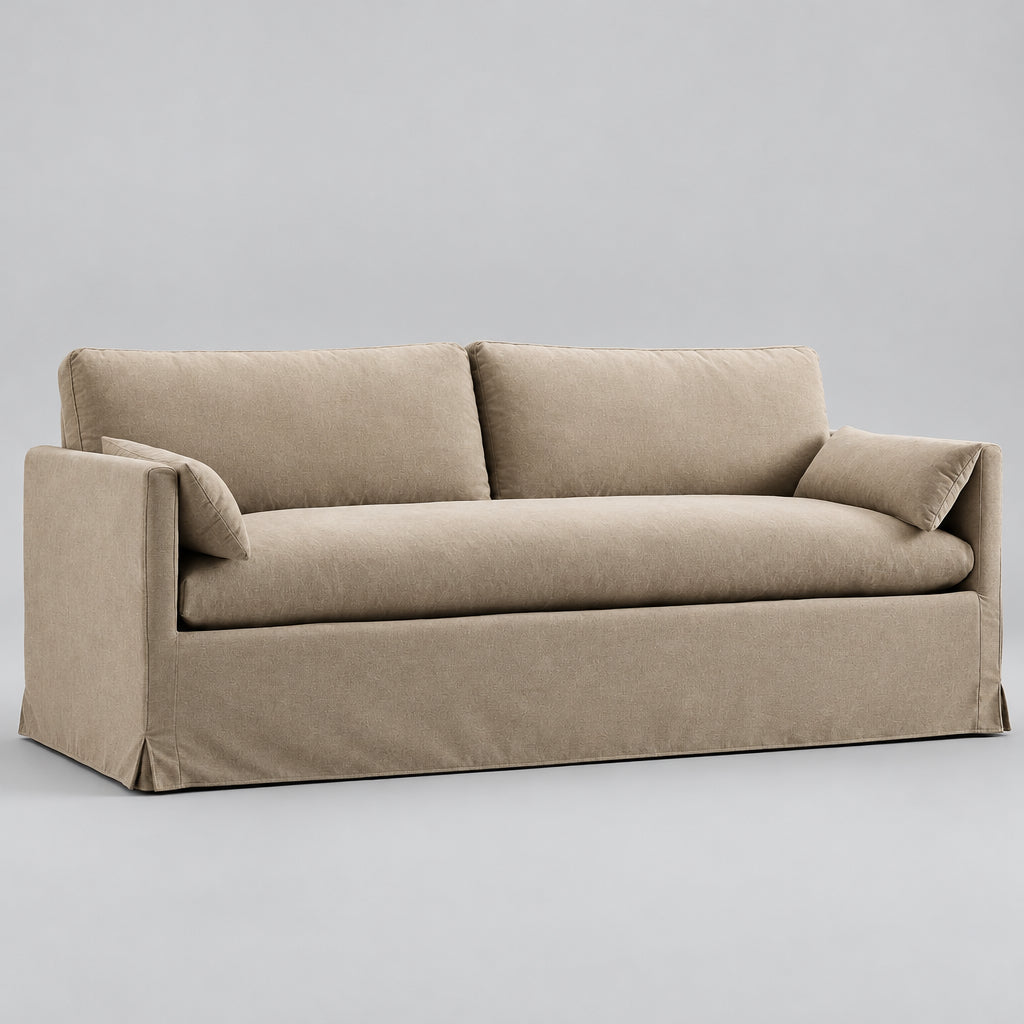 Wellfleet 85" Slipcovered Fabric Sofa in Almond