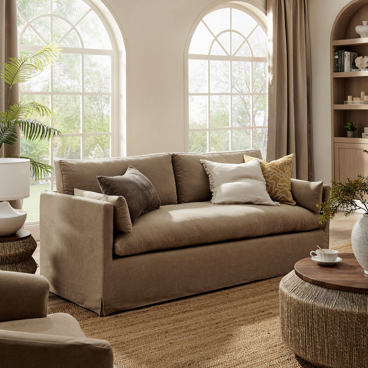 Wellfleet 85" Slipcovered Fabric Sofa in Almond