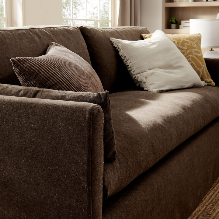 Wellfleet 85" Slipcovered Fabric Sofa in Cocoa