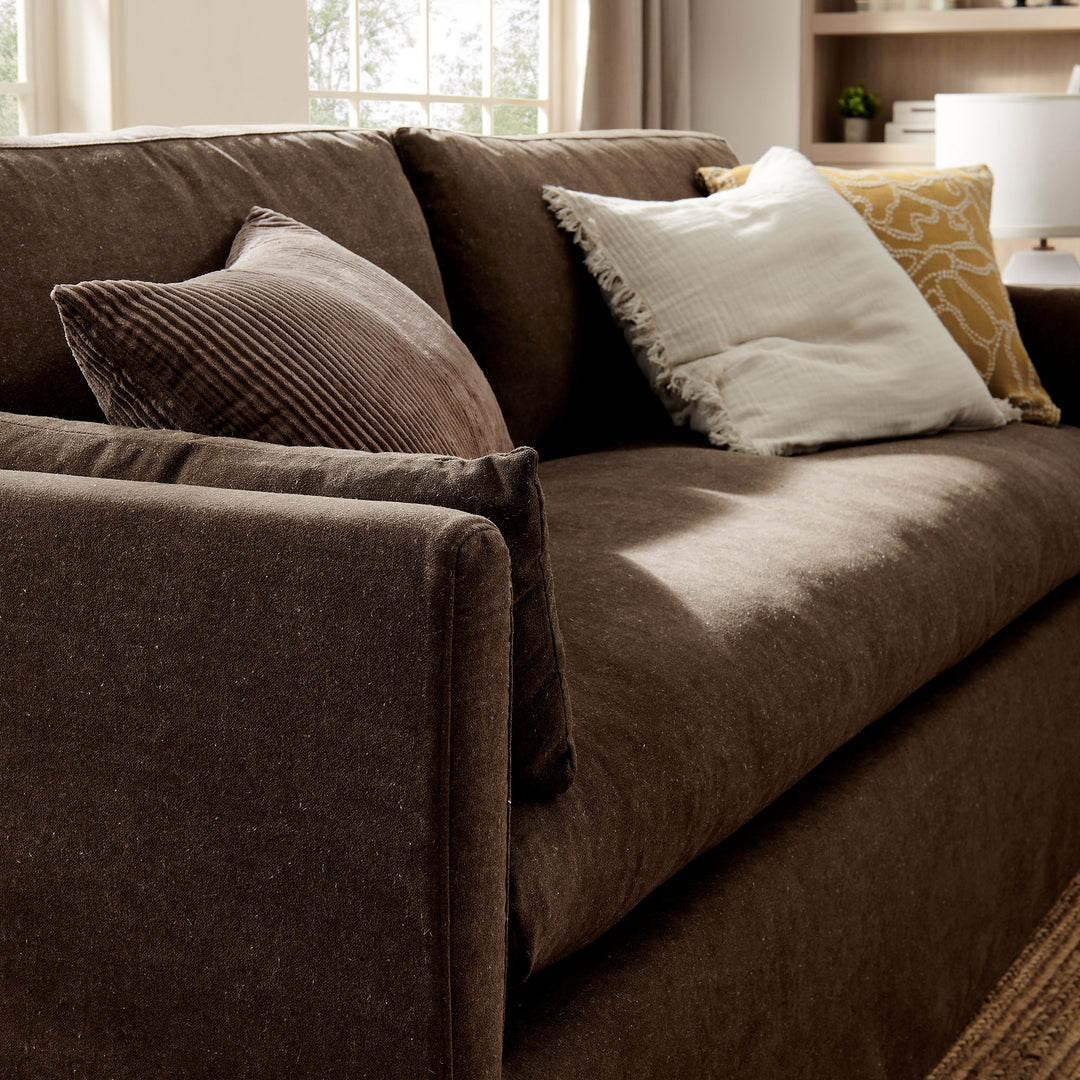 Wellfleet 85" Slipcovered Fabric Sofa in Cocoa