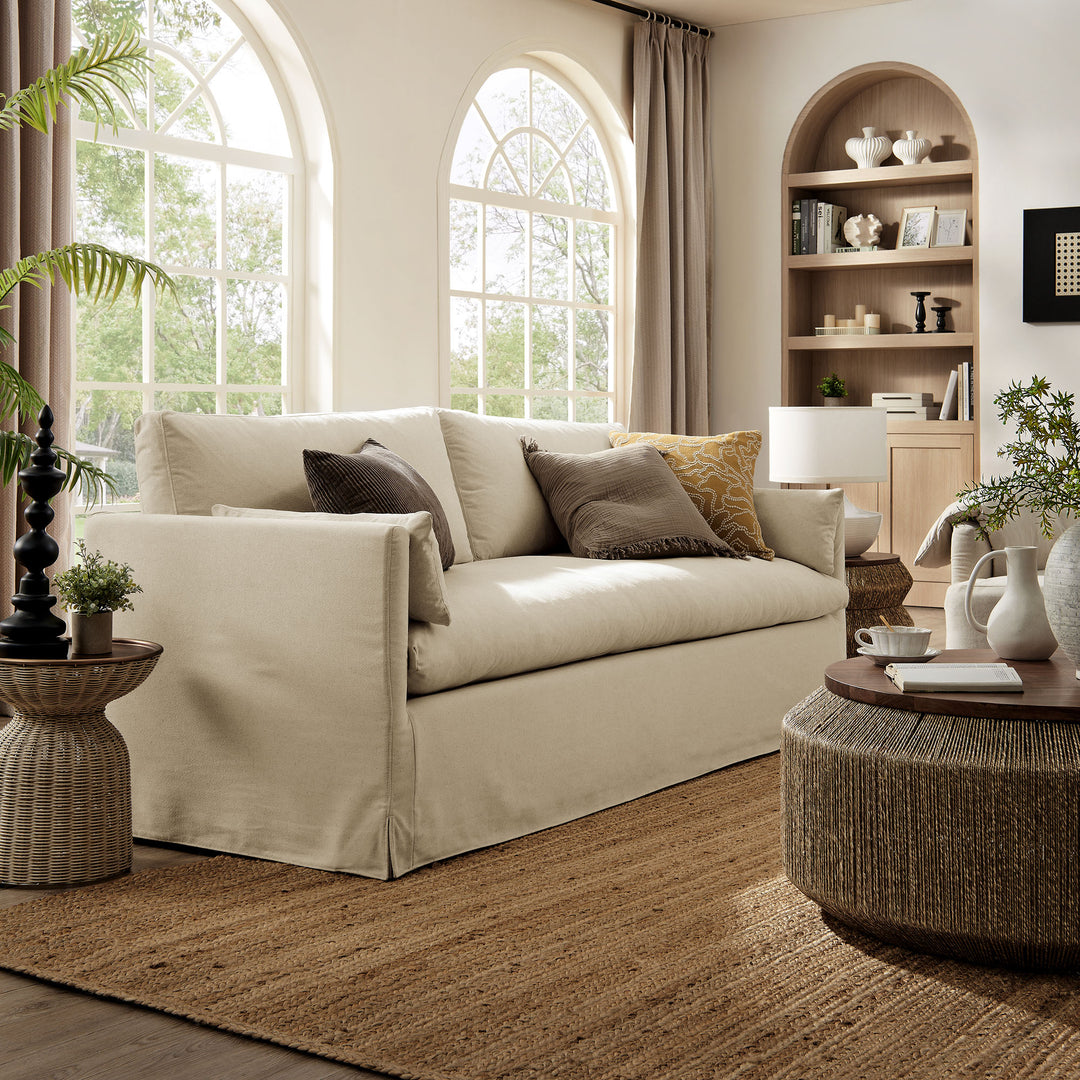 Wellfleet 85" Slipcovered Fabric Sofa in Linen