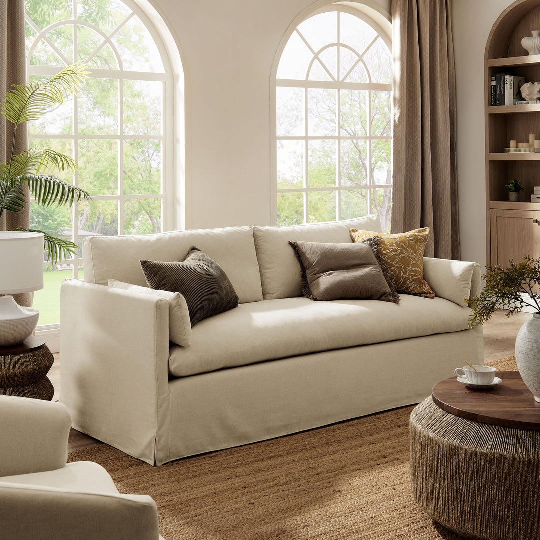 Wellfleet 85" Slipcovered Fabric Sofa in Linen