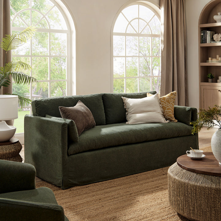 Wellfleet 85" Slipcovered Fabric Sofa in Sage