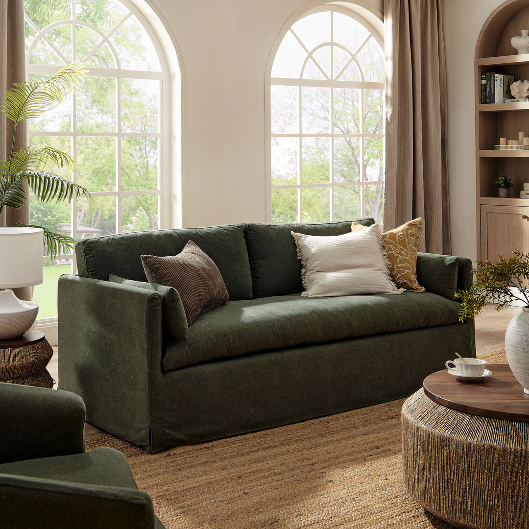 Wellfleet 85" Slipcovered Fabric Sofa in Sage
