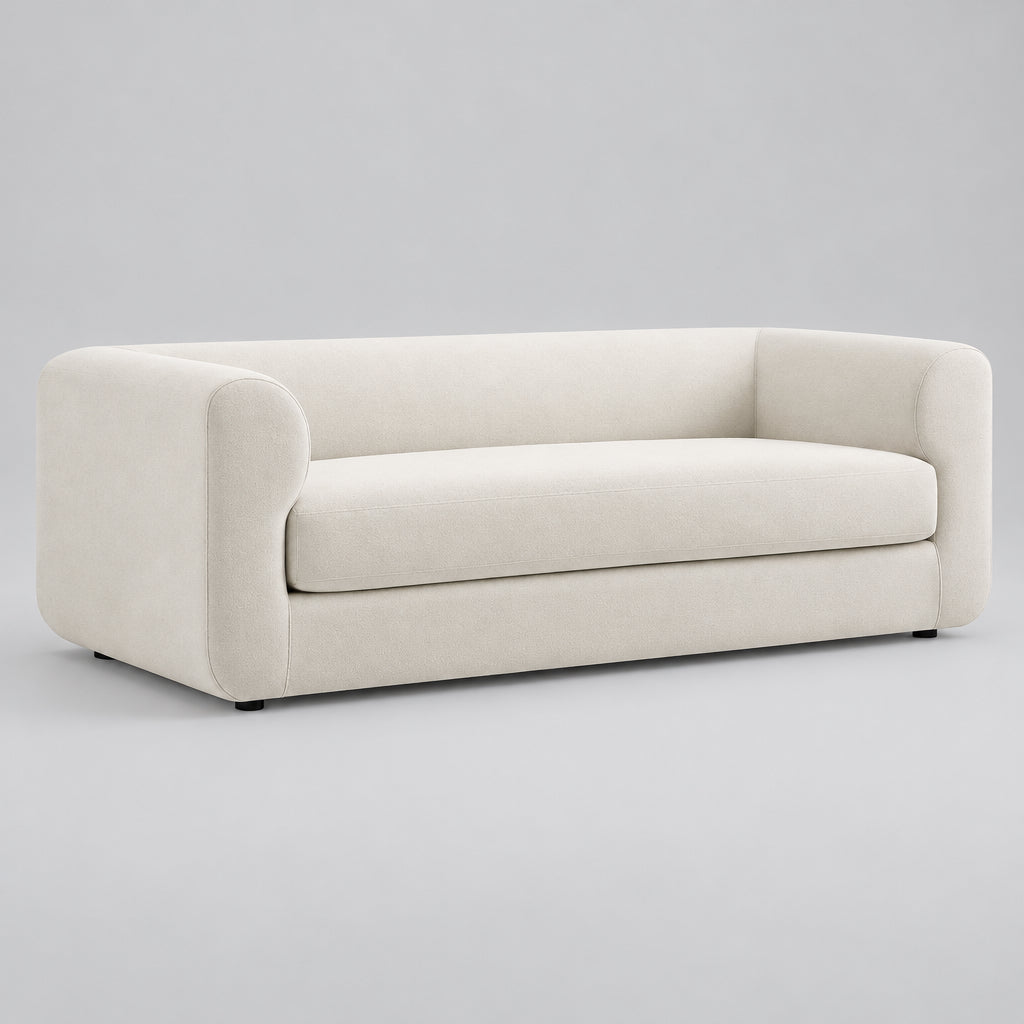 Leif 89" Performance Velvet Upholstered Sofa in Alabaster