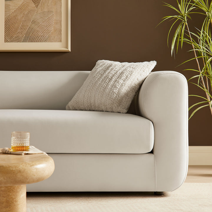 Leif 89" Performance Velvet Upholstered Sofa in Alabaster