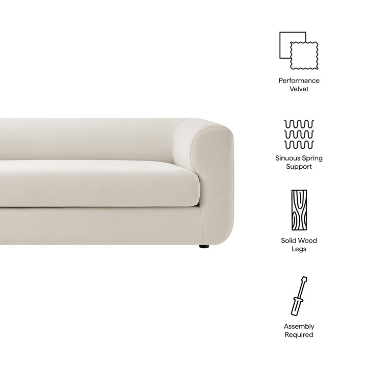 Leif 89" Performance Velvet Upholstered Sofa in Alabaster