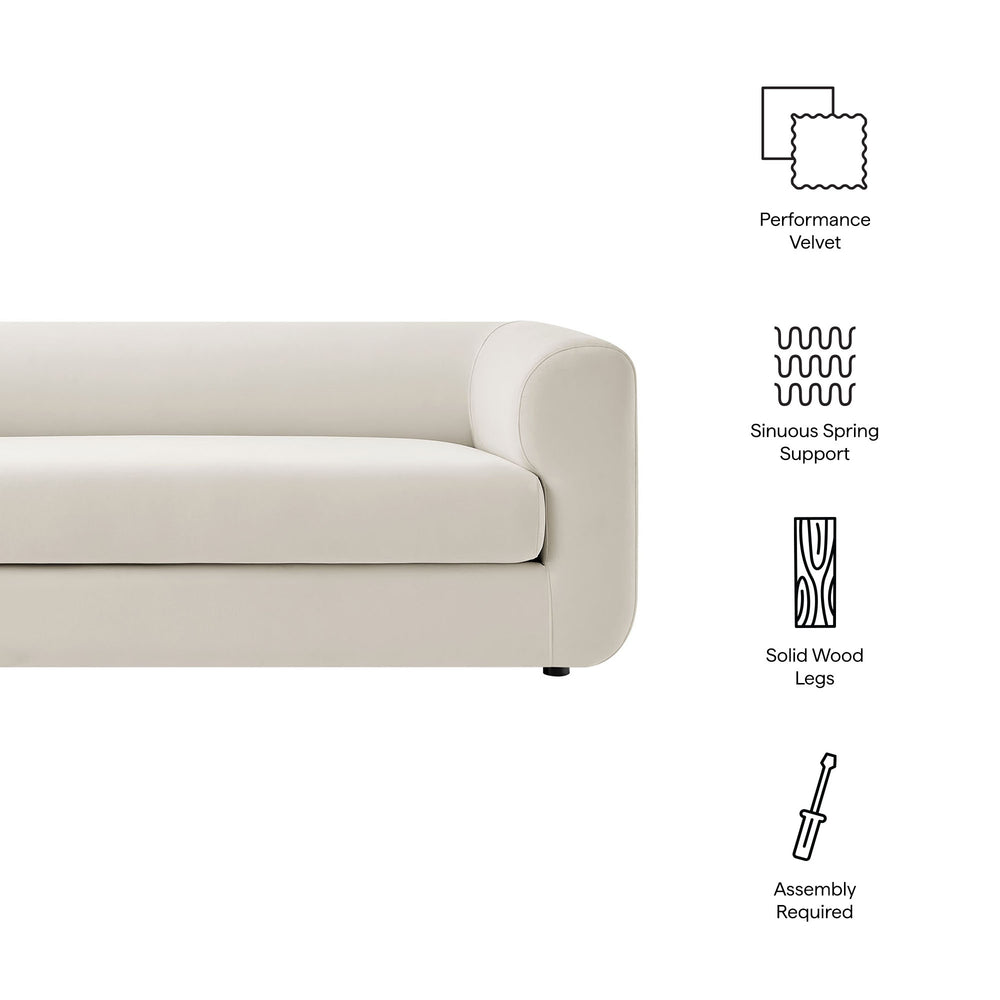 Leif 89" Performance Velvet Upholstered Sofa in Alabaster