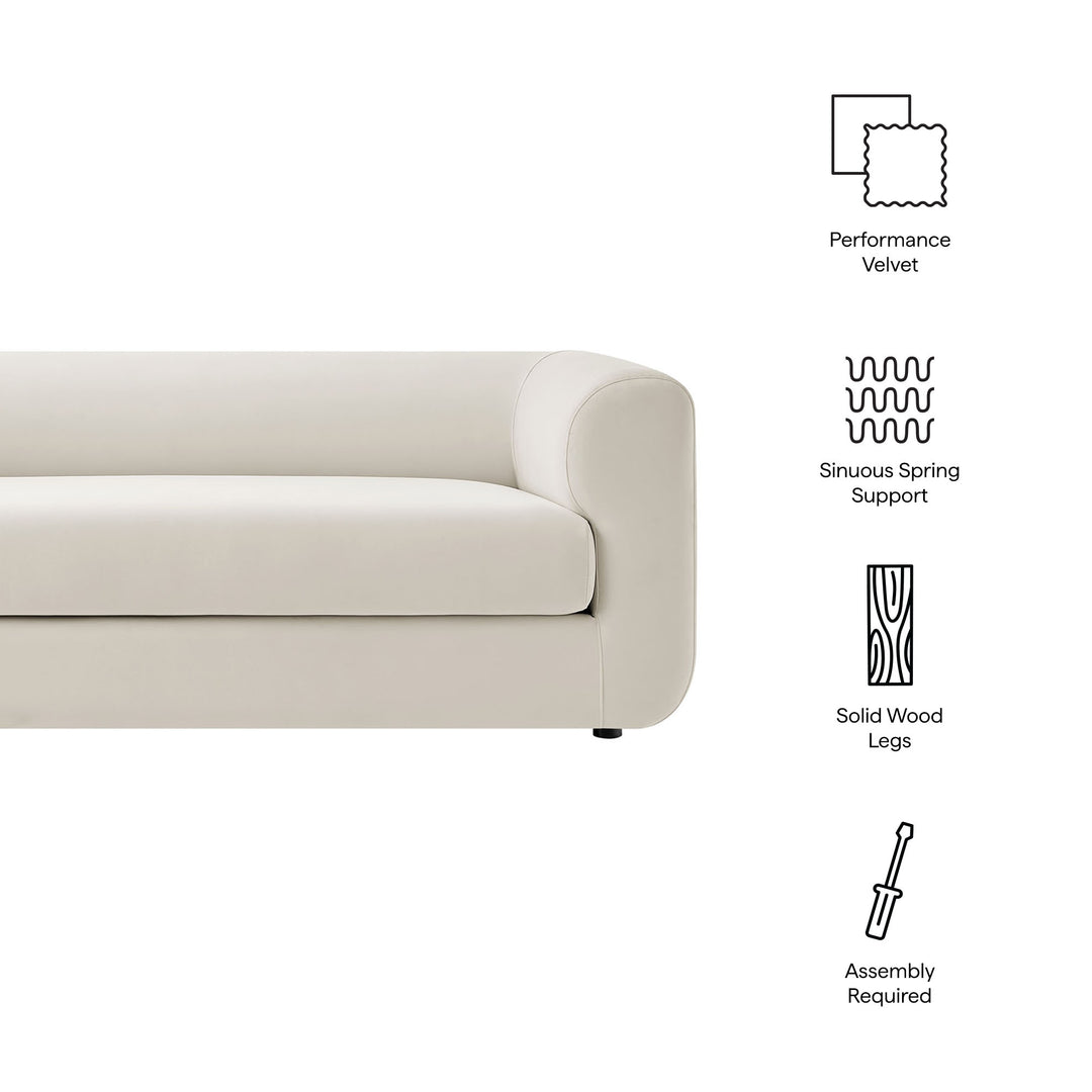 Leif 89" Performance Velvet Upholstered Sofa in Alabaster