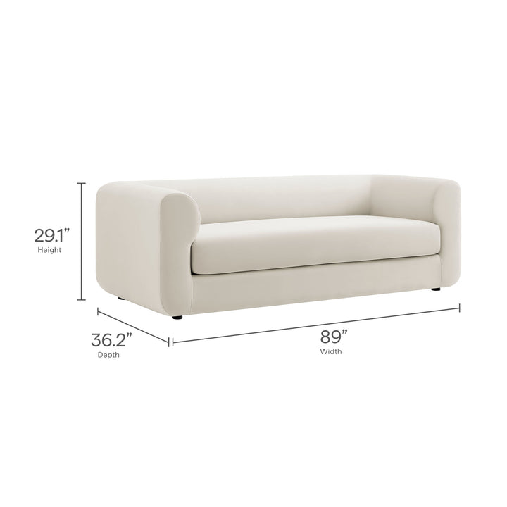 Leif 89" Performance Velvet Upholstered Sofa in Alabaster
