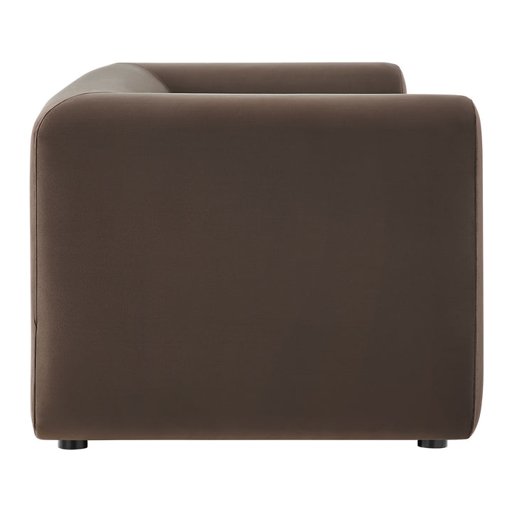 Leif 89" Performance Velvet Upholstered Sofa in Chocolate Brown
