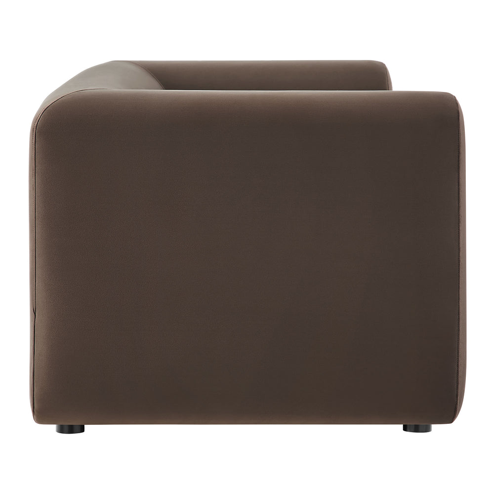 Leif 89" Performance Velvet Upholstered Sofa in Chocolate Brown