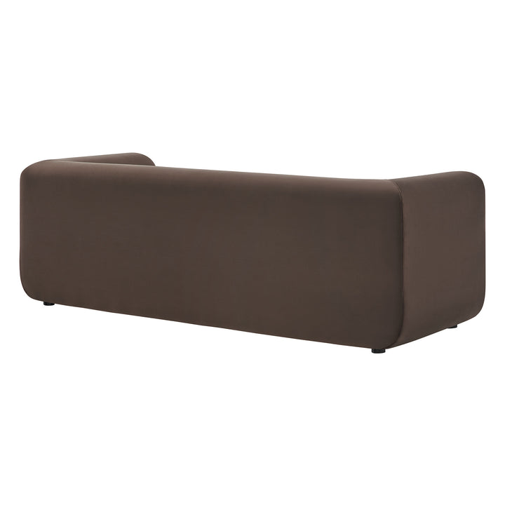 Leif 89" Performance Velvet Upholstered Sofa in Chocolate Brown