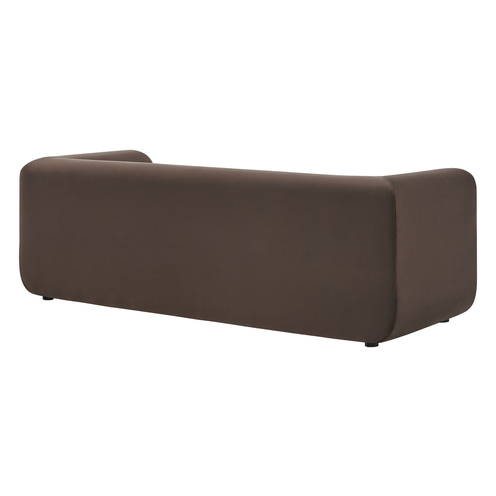 Leif 89" Performance Velvet Upholstered Sofa in Chocolate Brown