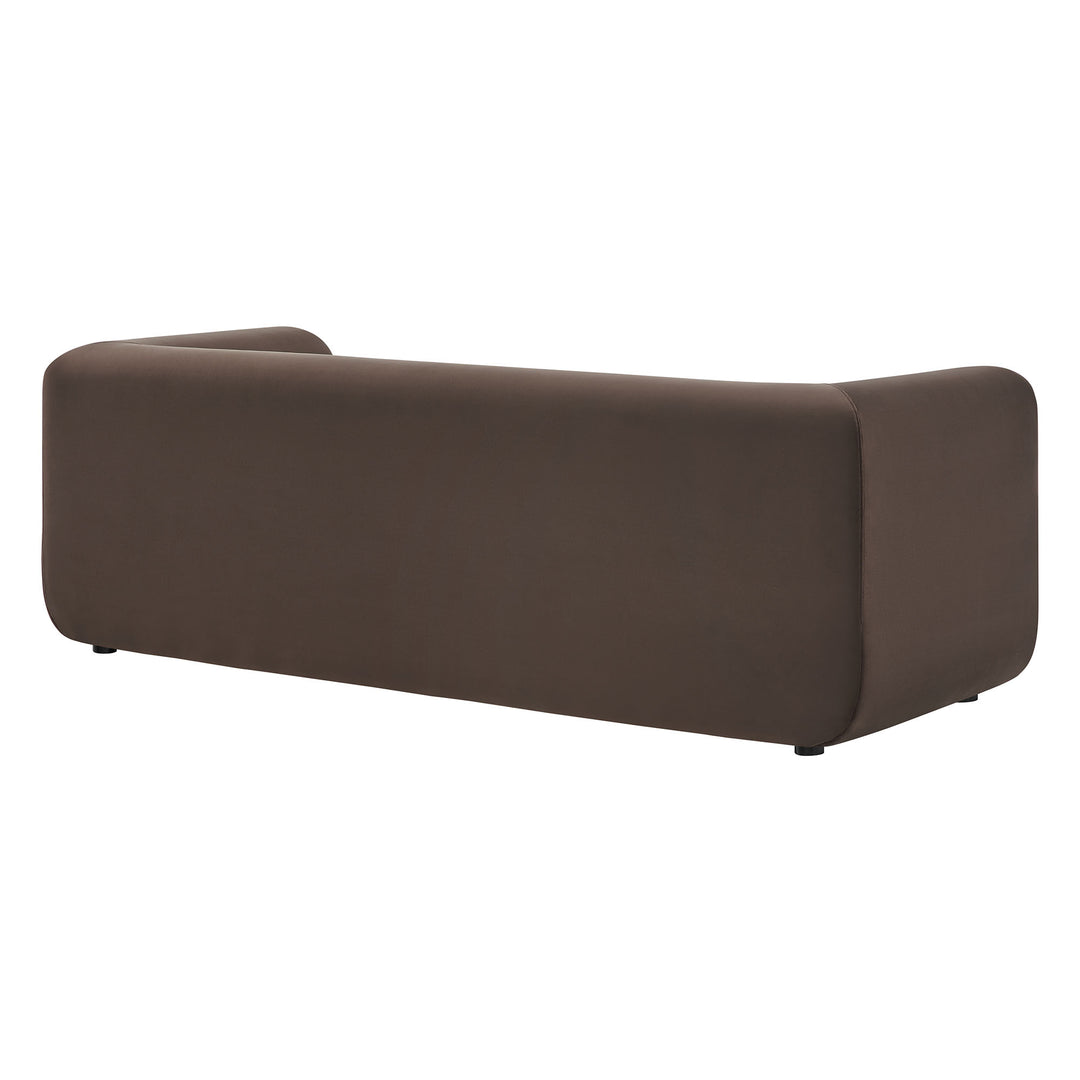 Leif 89" Performance Velvet Upholstered Sofa in Chocolate Brown