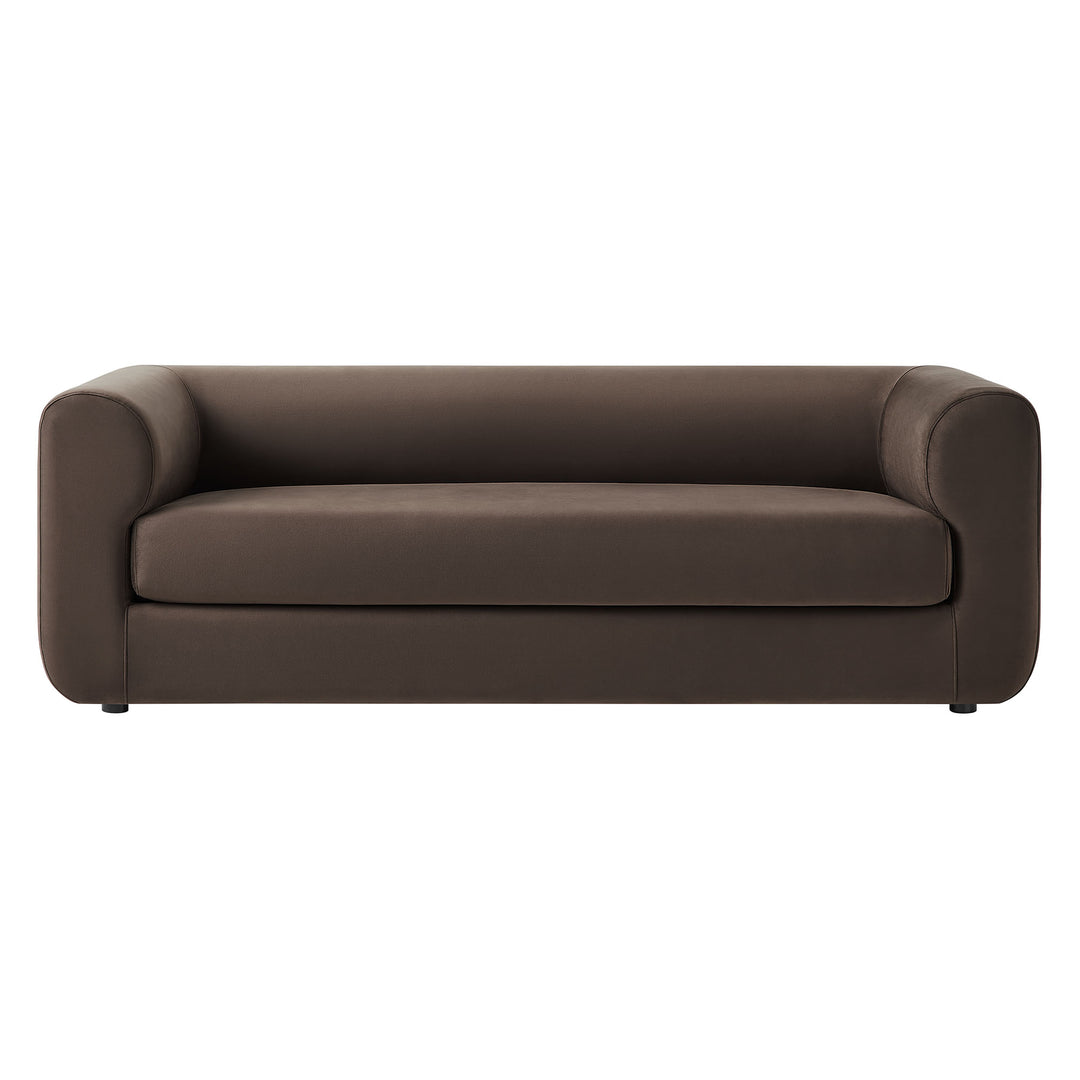 Leif 89" Performance Velvet Upholstered Sofa in Chocolate Brown