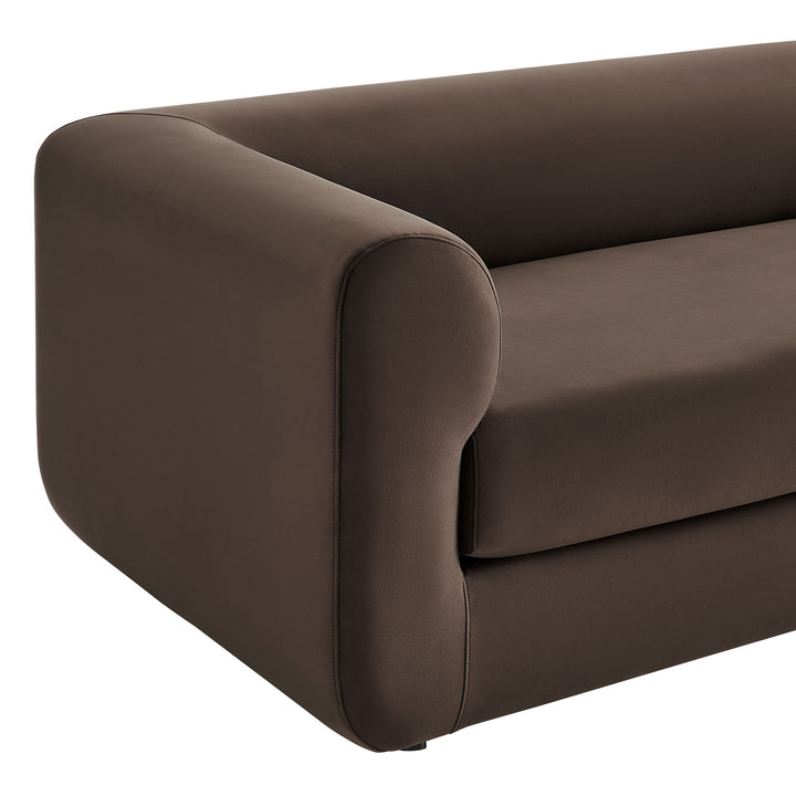 Leif 89" Performance Velvet Upholstered Sofa in Chocolate Brown