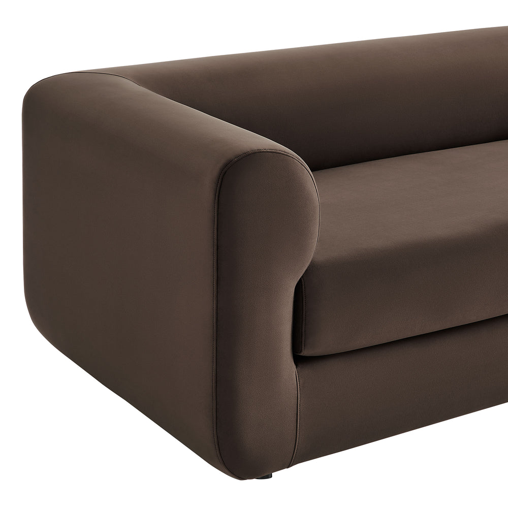 Leif 89" Performance Velvet Upholstered Sofa in Chocolate Brown