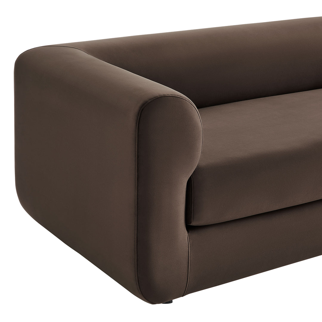 Leif 89" Performance Velvet Upholstered Sofa in Chocolate Brown