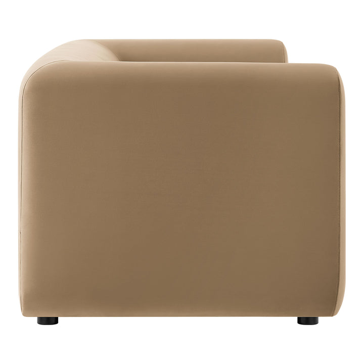 Leif 89" Performance Velvet Upholstered Sofa in Taupe