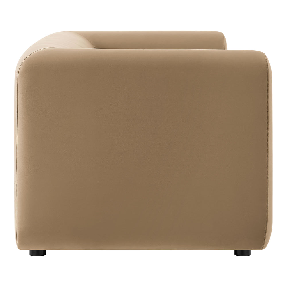 Leif 89" Performance Velvet Upholstered Sofa in Taupe