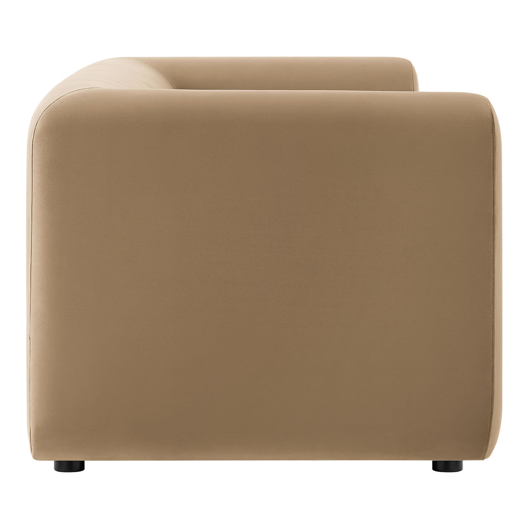 Leif 89" Performance Velvet Upholstered Sofa in Taupe