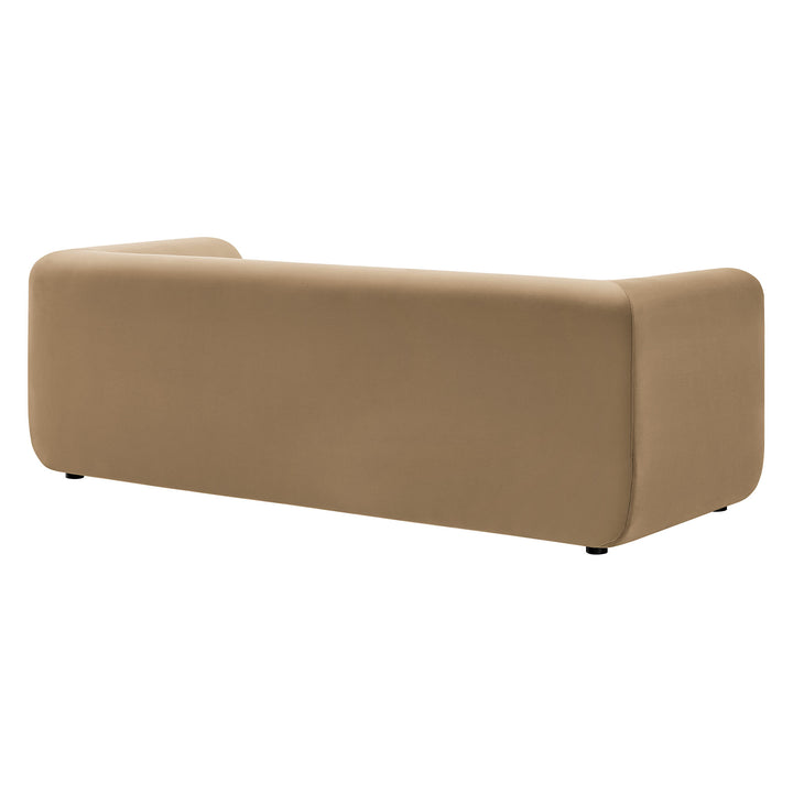 Leif 89" Performance Velvet Upholstered Sofa in Taupe