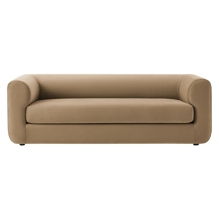 Leif 89" Performance Velvet Upholstered Sofa in Taupe