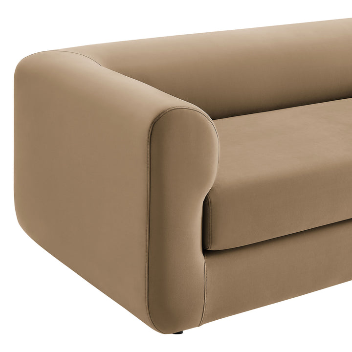 Leif 89" Performance Velvet Upholstered Sofa in Taupe
