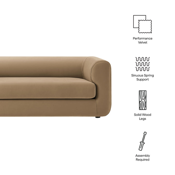 Leif 89" Performance Velvet Upholstered Sofa in Taupe