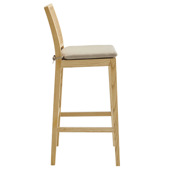 Ovard Wood and Rattan Bar Stool in Natural