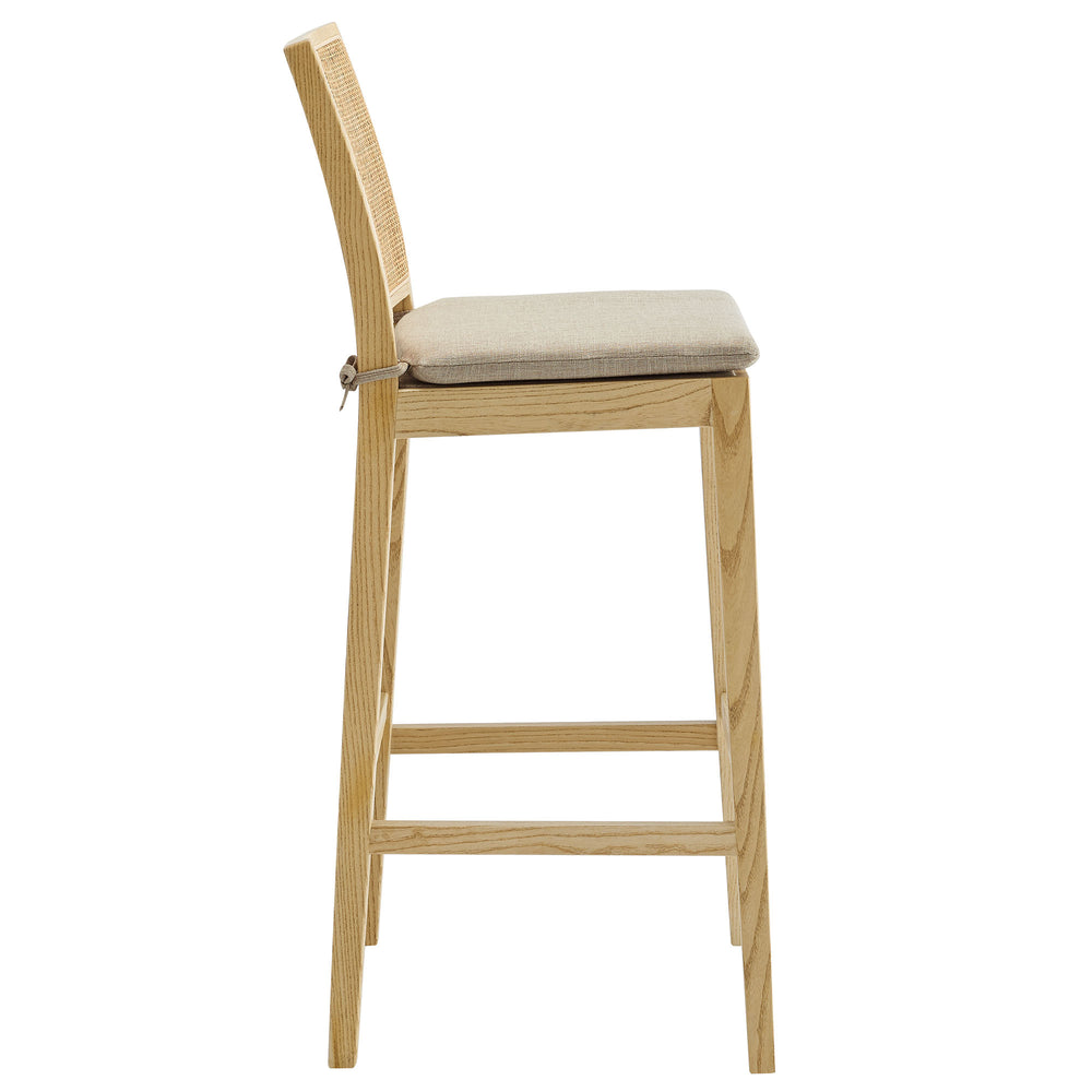 Ovard Wood and Rattan Bar Stool in Natural