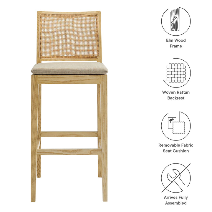 Ovard Wood and Rattan Bar Stool in Natural