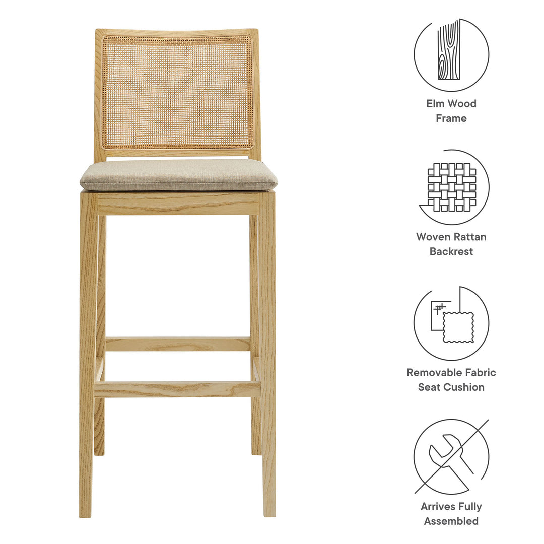 Ovard Wood and Rattan Bar Stool in Natural