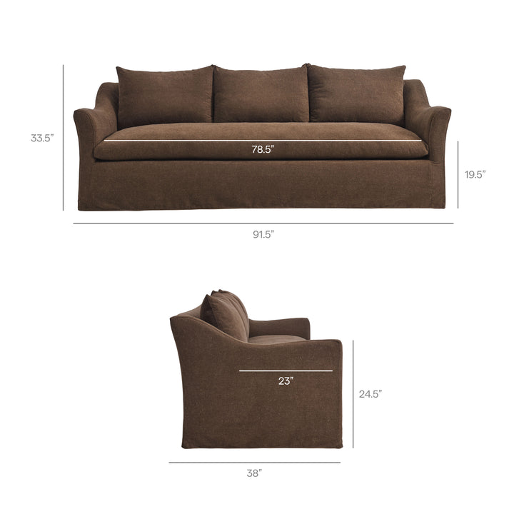 Somerset Sofa dimensions callout