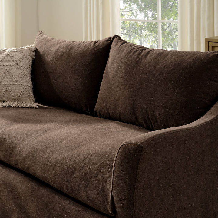 Somerset 70" Linen Blend Slipcovered Loveseat in Cocoa