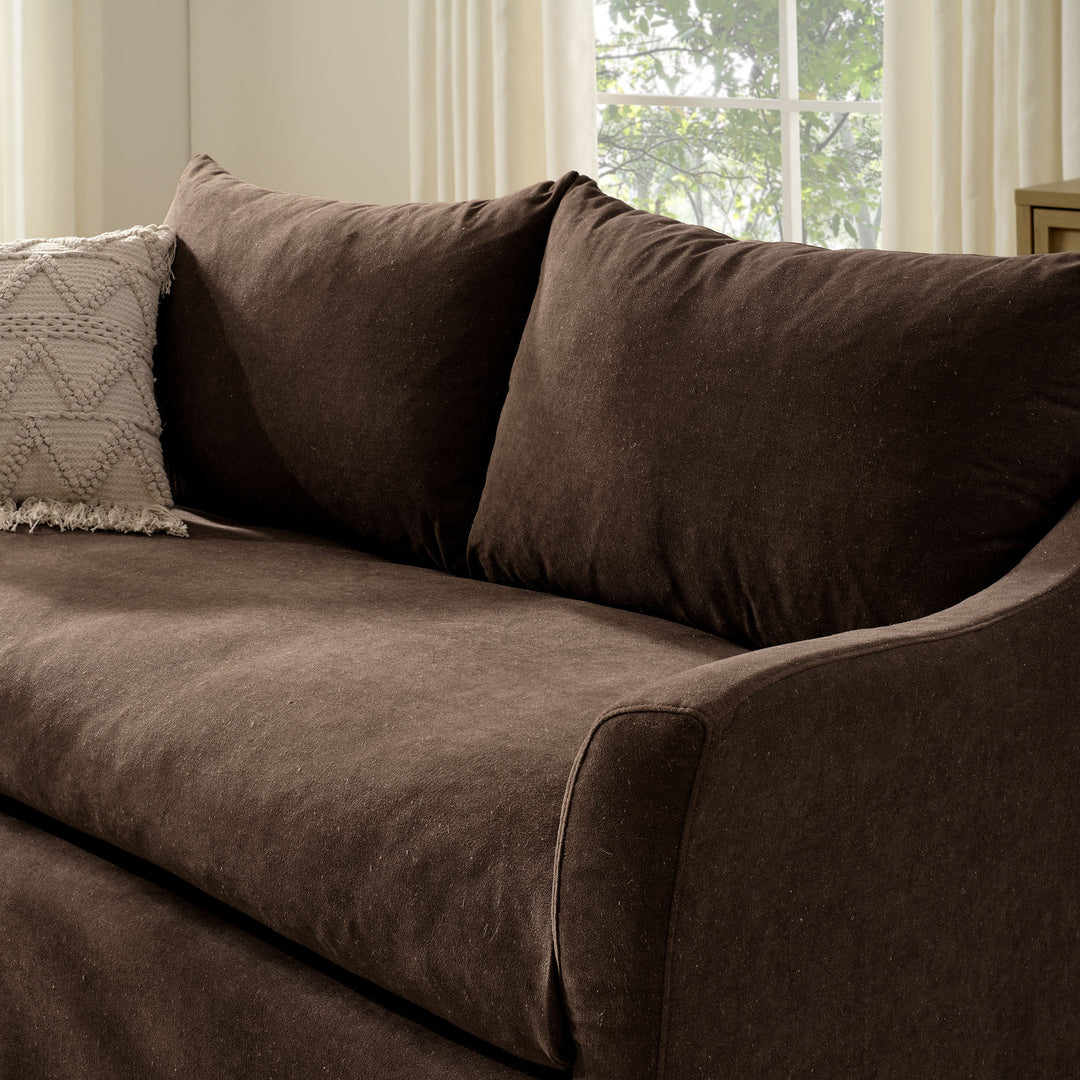 Somerset 70" Linen Blend Slipcovered Loveseat in Cocoa