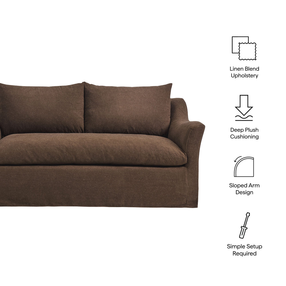 Somerset 70" Linen Blend Slipcovered Loveseat in Cocoa