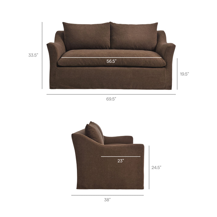 Somerset 70" Linen Blend Slipcovered Loveseat in Cocoa