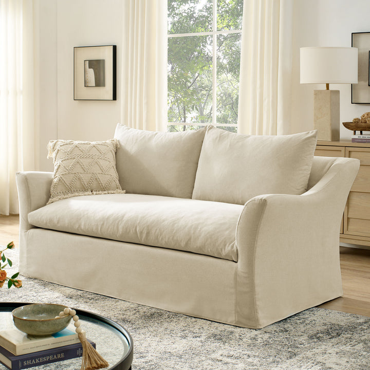 Somerset 70" Linen Blend Slipcovered Loveseat in Linen