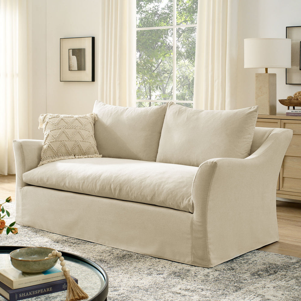 Somerset 70" Linen Blend Slipcovered Loveseat in Linen