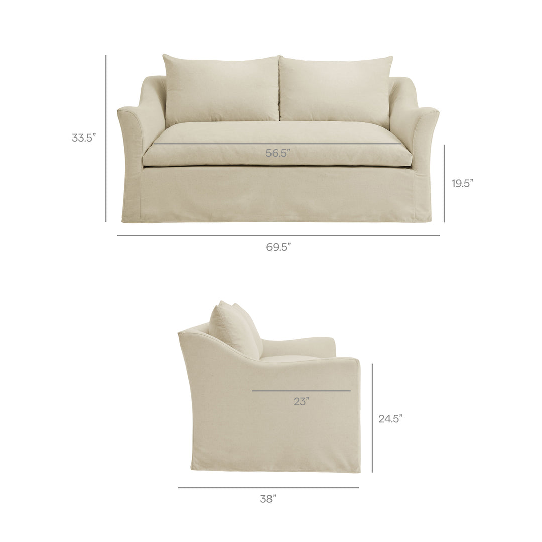 Somerset 70" Linen Blend Slipcovered Loveseat in Linen
