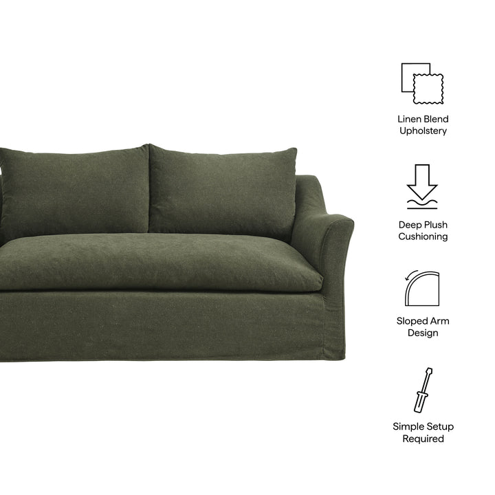 Somerset 70" Linen Blend Slipcovered Loveseat in Sage
